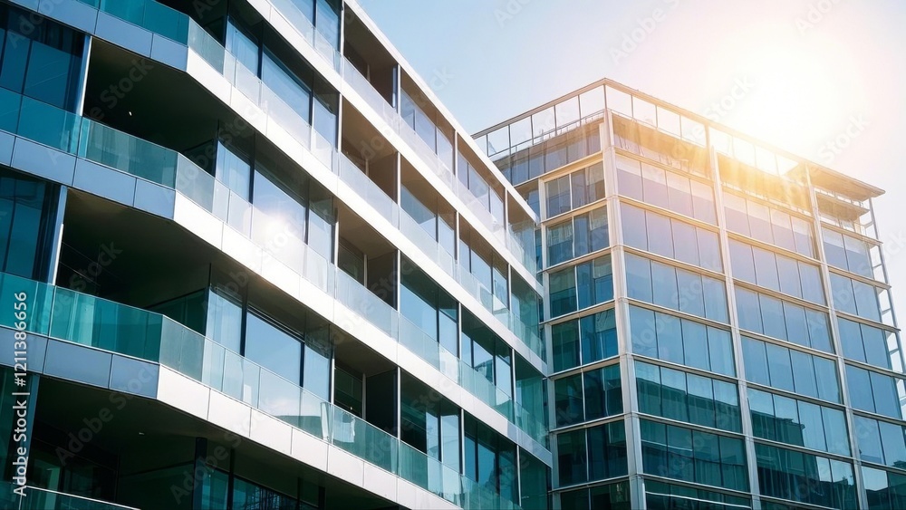 Modern glass and steel office building, symmetrical design, bathed in midday light, showcasing sleek architecture and urban professionalism. Modern glass and steel office building, symmetrical design, bathed in midday light, showcasing sleek architecture and urban professionalism.