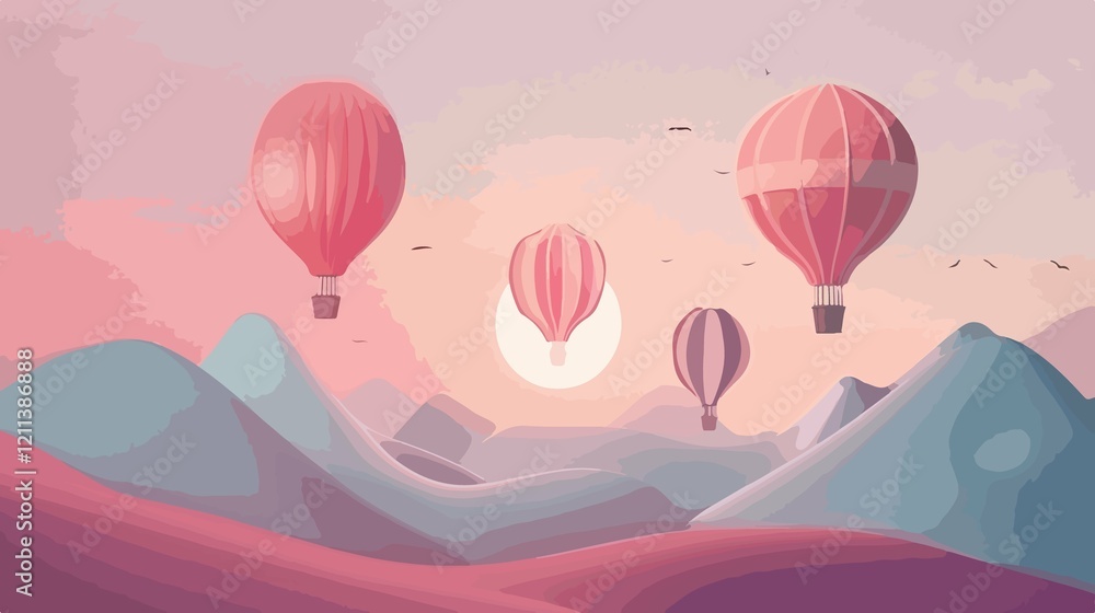Obraz premium Transportation Adventure Hot Air Balloons Set Design