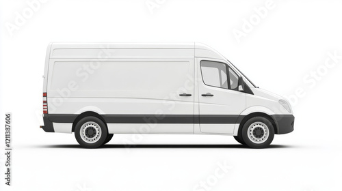 Obraz na płótnie white commercial cargo delivery van side profile mockup template for branding and advertising with black trim and graphic design illustration on isolated white background w salonie