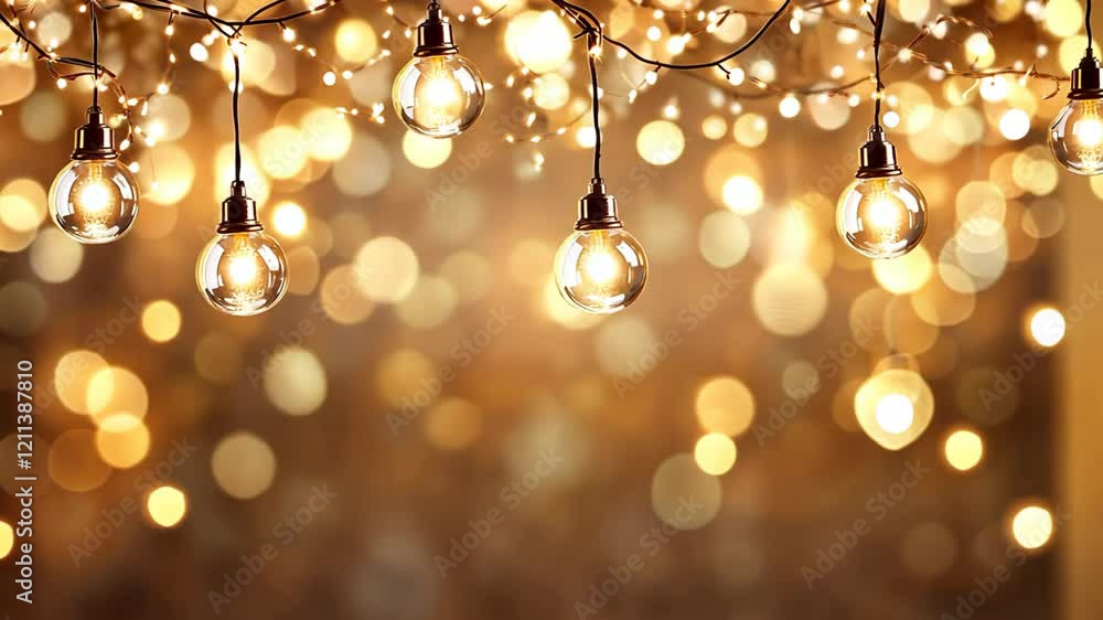 hanging lightbulb with gold bokeh light festive nostalgia atmospheric hanging lightbulb with gold bokeh light festive nostalgia atmospheric