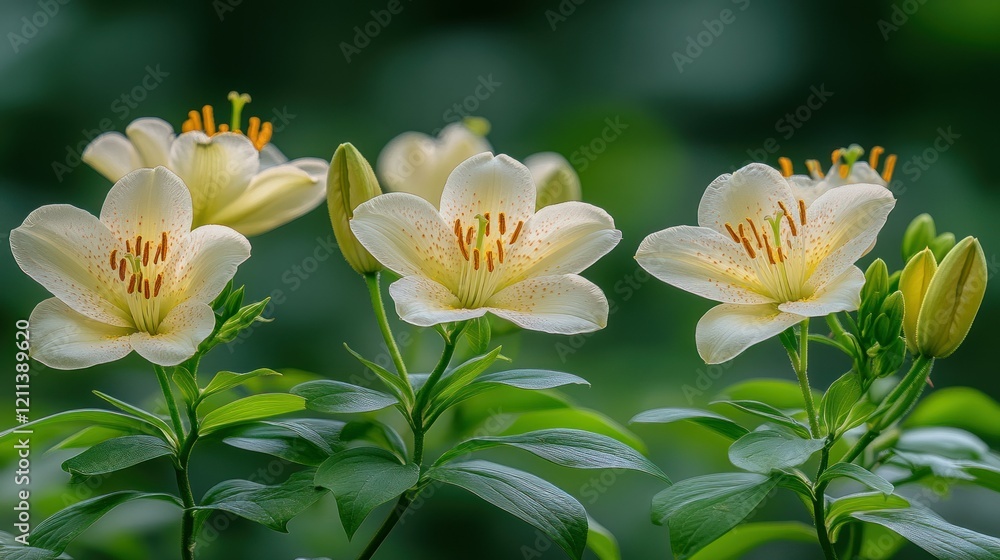 Elegant Creamy Lilies in a Serene Garden Elegant Creamy Lilies in a Serene Garden