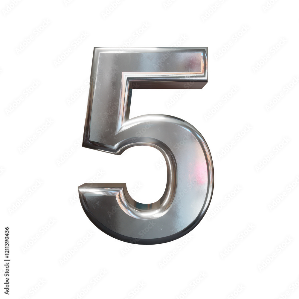 premium 3D silver number 5 digit five on transparent background premium 3D silver number 5 digit five on transparent background