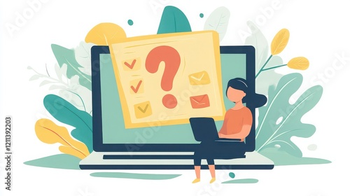 A person checking answers on a laptop after completing a personality quiz. 