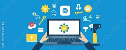 Wallpaper Mural Laptop aids in managing repairs and technical service in business operations. Torontodigital.ca