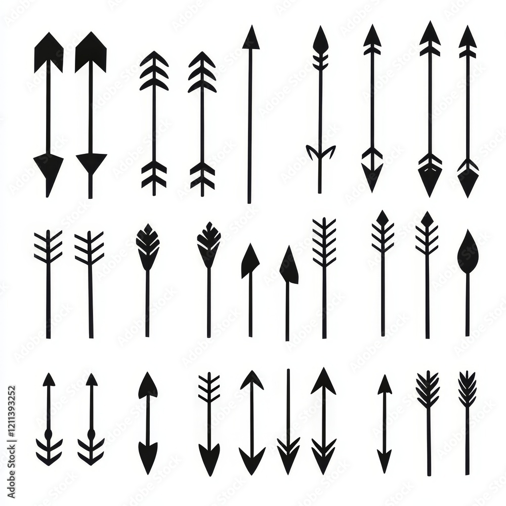 Big set of black arrows on a white background, Generative AI Big set of black arrows on a white background, Generative AI