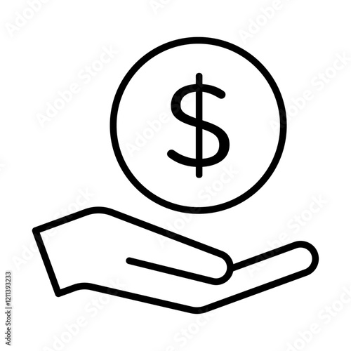 ドルのお金を持っている手のイラスト