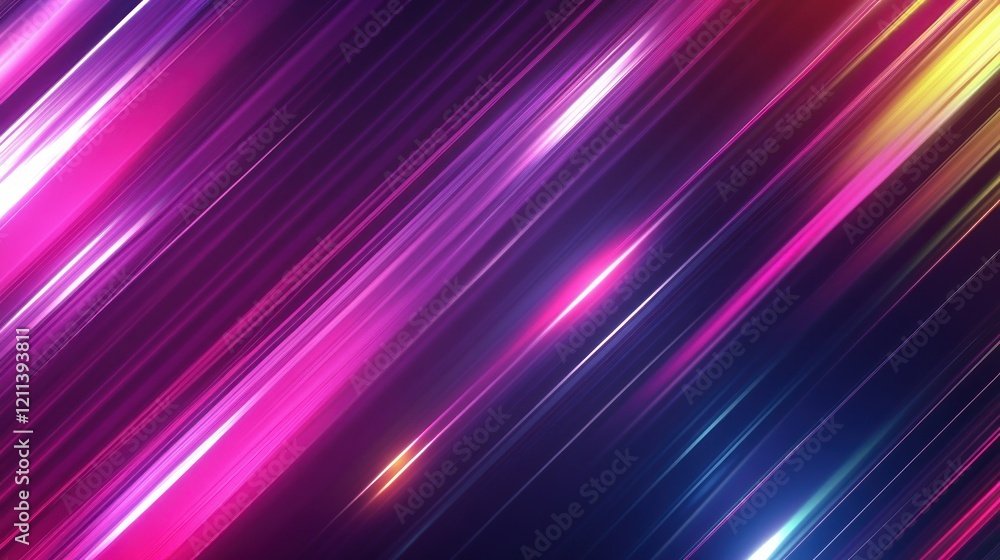 Fototapeta premium Abstract Diagonal Lines: Vibrant Neon Lights and Glowing Stripes Background