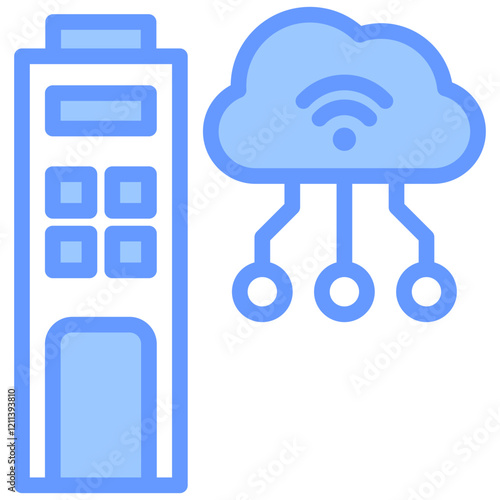 Cloud Computing Blue Icon