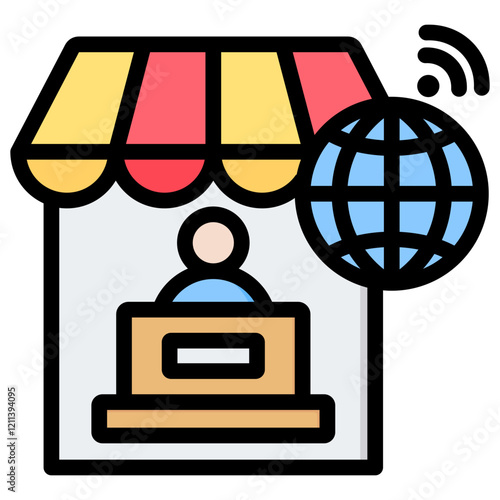 Remote Work Outline Color Icon