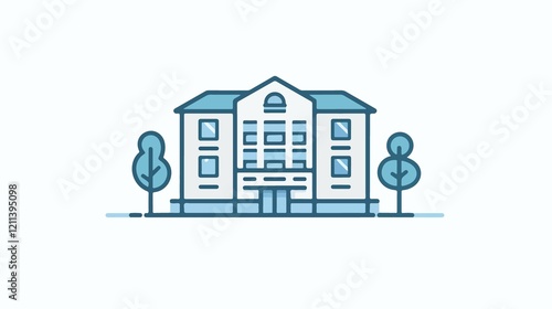Modern Hotel Building Place Isolated Icon Vector Illustration