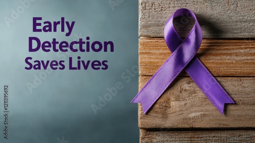 A purple ribbon symbolizes awareness for early detection, promoting the message that it can save lives. photo