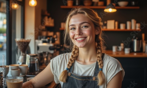 Smiling young woman in a cafe
