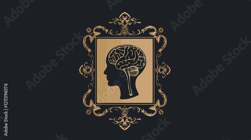 Human Profile with Brain Vector Illustration Design