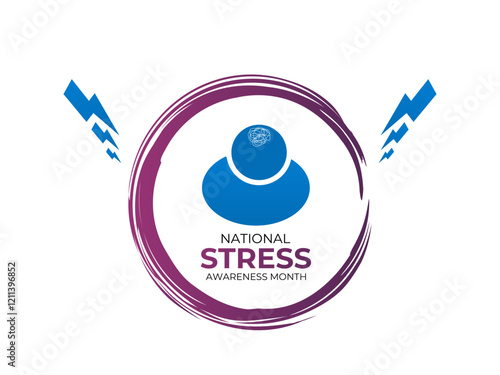 National Stress Awareness Month. Holiday concept Vector design. Design for banner, cards, prints, social media, poster, flyer and background design template. 