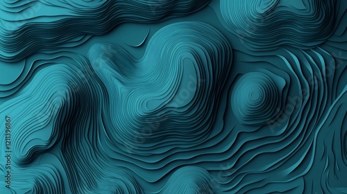 Abstract teal 3D topographic map texture.