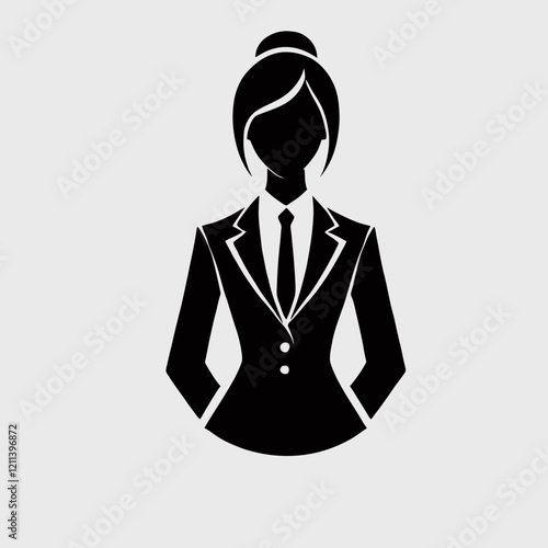 Businesswoman in Suit Silhouette in black on a white background 