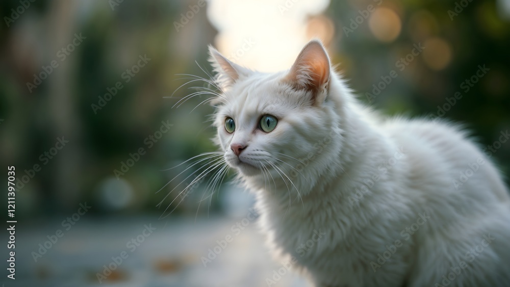 White Stray Cat Green Eyes Close-Up, Animal Portrait Photography for Adobe Stock White Stray Cat Green Eyes Close-Up, Animal Portrait Photography for Adobe Stock