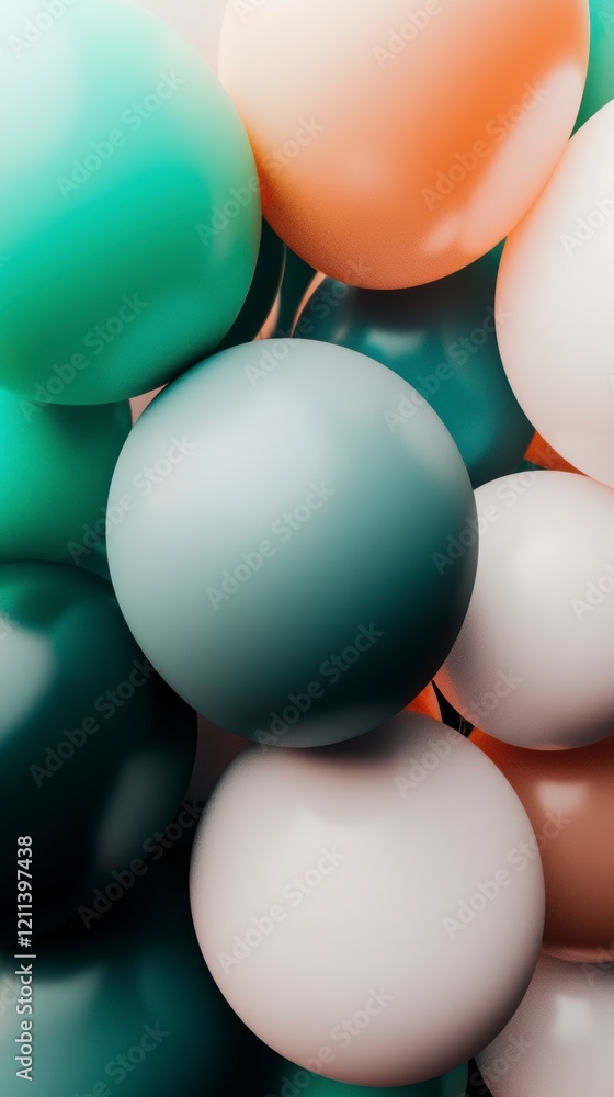 Pastel Balloons Background Teal Turquoise White Peach Celebration Pastel Balloons Background Teal Turquoise White Peach Celebration