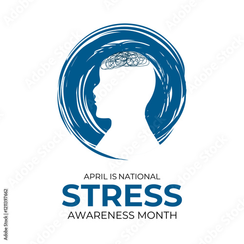 National Stress Awareness Month. Holiday concept Vector design. Design for banner, cards, prints, social media, poster, flyer and background design template. 