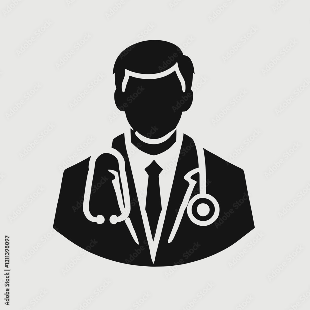 Doctor Silhouette in black on a white background Doctor Silhouette in black on a white background
