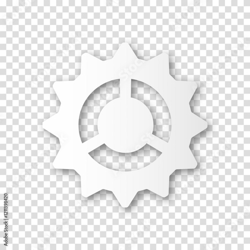 Gear icon, flat design. Machine sprocket gear icon. Realistic vector cogwheel sign symbol on a transparent background.