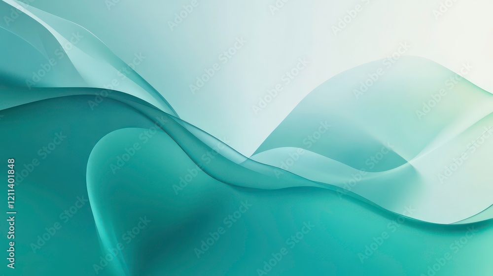 Fototapeta premium Abstract teal and white wave background design.