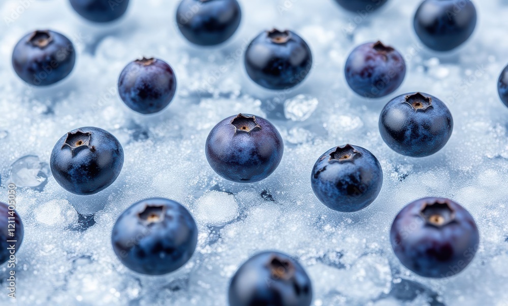 Fresh blueberries on ice, vibrant and juicy Fresh blueberries on ice, vibrant and juicy