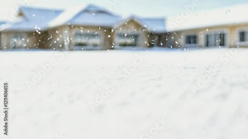 Wallpaper Mural Snow falling on suburban lawn, houses in background; winter real estate Torontodigital.ca