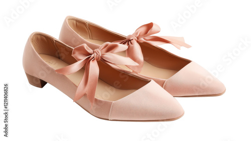 pair of ballet shoes isolated on white background 