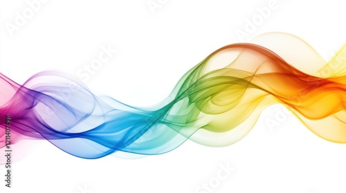 A creative LGBTQ flag design with vibrant rainbow waves flowing horizontally, set against a bright white background.