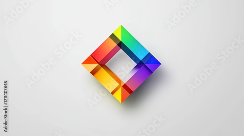 A creative LGBTQ logo in a prism effect, blending vibrant rainbow hues into a 3D-style design on a white backdrop. photo