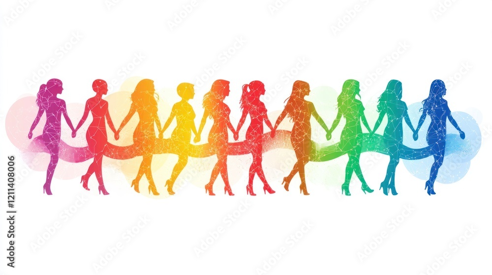 A creative vector design of LGBTQ silhouettes intertwined with rainbow patterns, representing community and tolerance, isolated on white. A creative vector design of LGBTQ silhouettes intertwined with rainbow patterns, representing community and tolerance, isolated on white.
