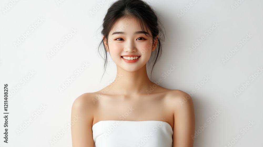 Woman in white dress on white background, a study in simplicity, elegance and minimalist fashion Woman in white dress on white background, a study in simplicity, elegance and minimalist fashion