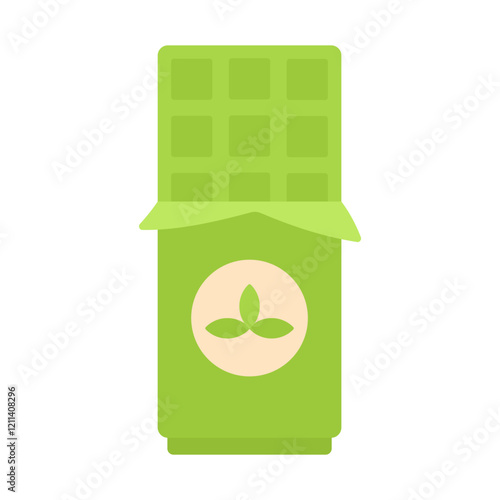 Matcha Chocolate Bar Icon Flat Design Style