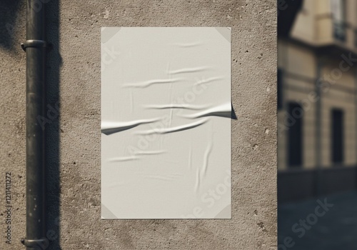 A close-up image showcasing the texture and wear of the paper with visible creases and tape marks, suitable for use in graphic design, advertising mockups, and street art-inspired projects