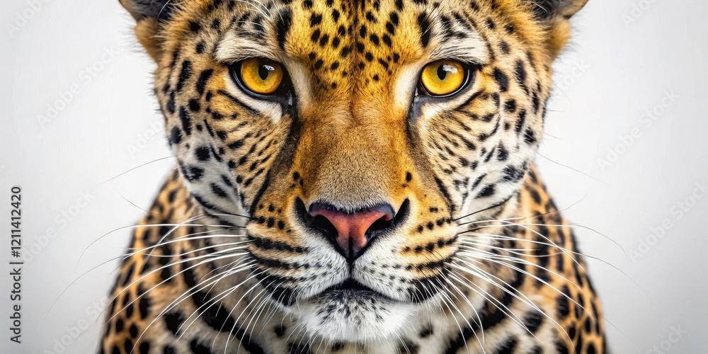 Fototapeta premium A Majestic Close-Up Portrait of a Wildcat's Intense Gaze, Featuring Its Striking Rosette Patterned Fur and Vibrant Eyes