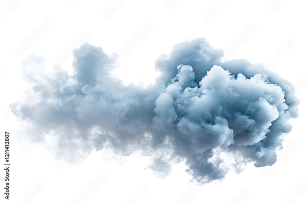 Dramatic Light Blue Smoke Clouds Against a White Background Dramatic Light Blue Smoke Clouds Against a White Background