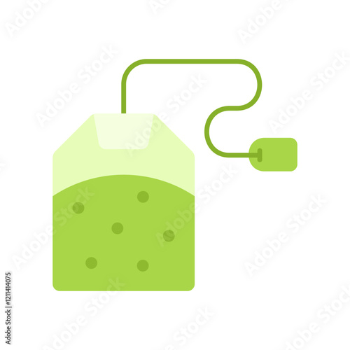 Matcha Tea Bag Icon Flat Design Style