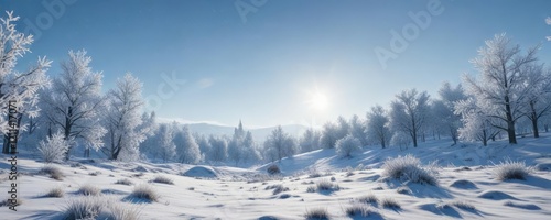 Wallpaper Mural Frosty morning with a clear blue sky and snowflakes falling, frosty mornings, snowy terrain, winter wonderland Torontodigital.ca