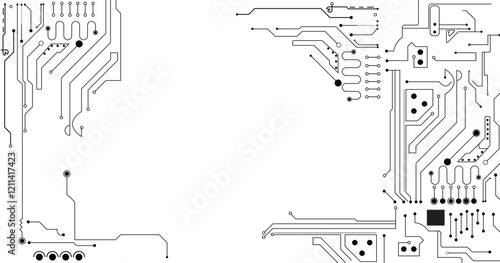 microchip line technology and space abstract background. 
