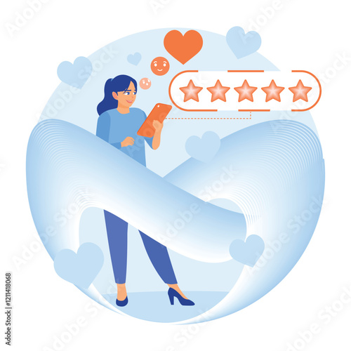 Customer feedback with a 5-star rating of the mobile app.