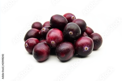 A small pile of fresh cranberries isolated on a white background. photo