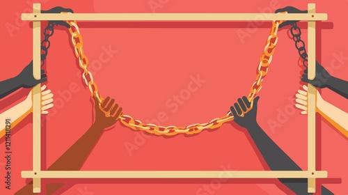 Juneteenth Hands and Chains Flat Vector Illustration photo