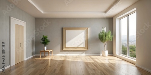 Modern Minimalist Room Interior Design with Large Empty Frame and Natural Light