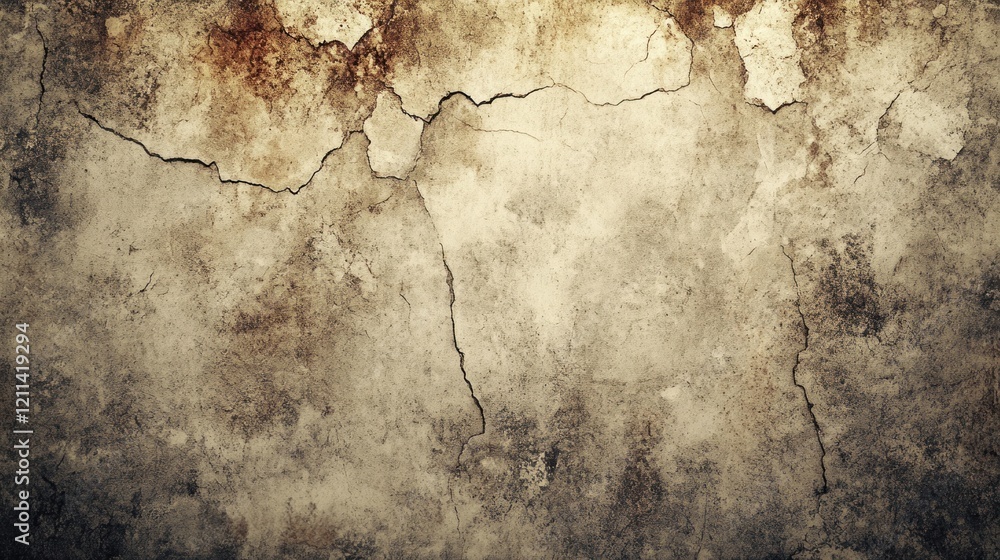 Obraz premium A minimalist grunge concrete wall texture with subtle distressing, faded gray hues, and fine cracks for a weathered look.