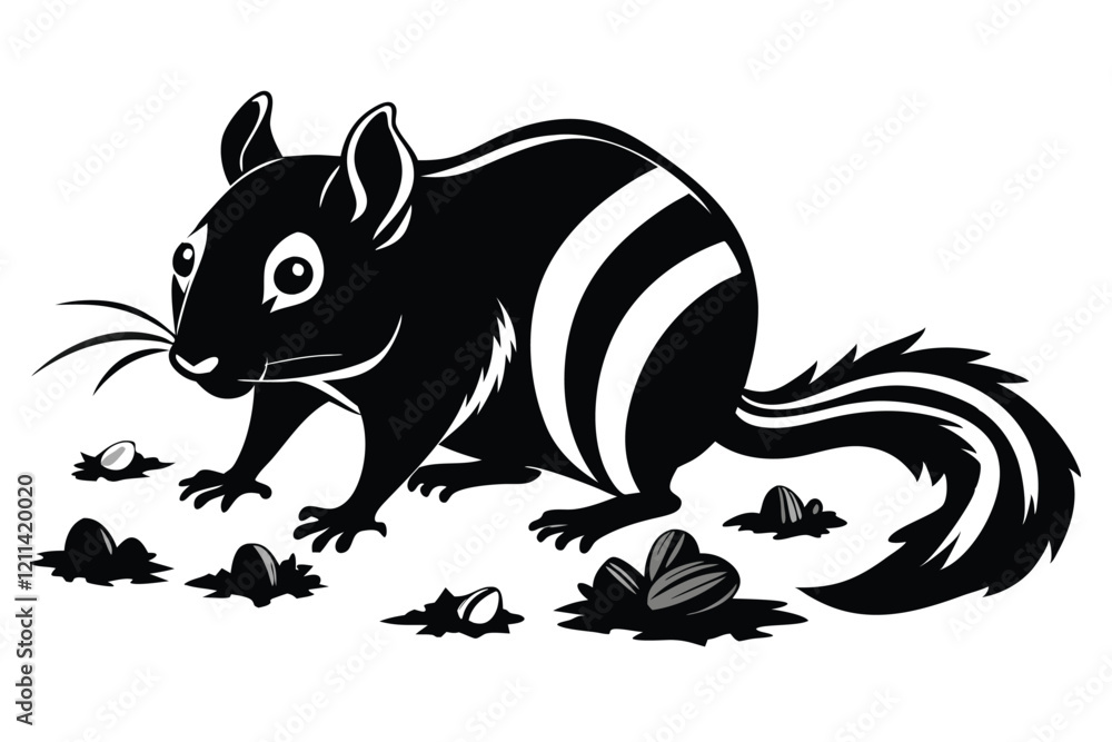 Silhouette Squirrel mascot logo in pure white background Silhouette Squirrel mascot logo in pure white background