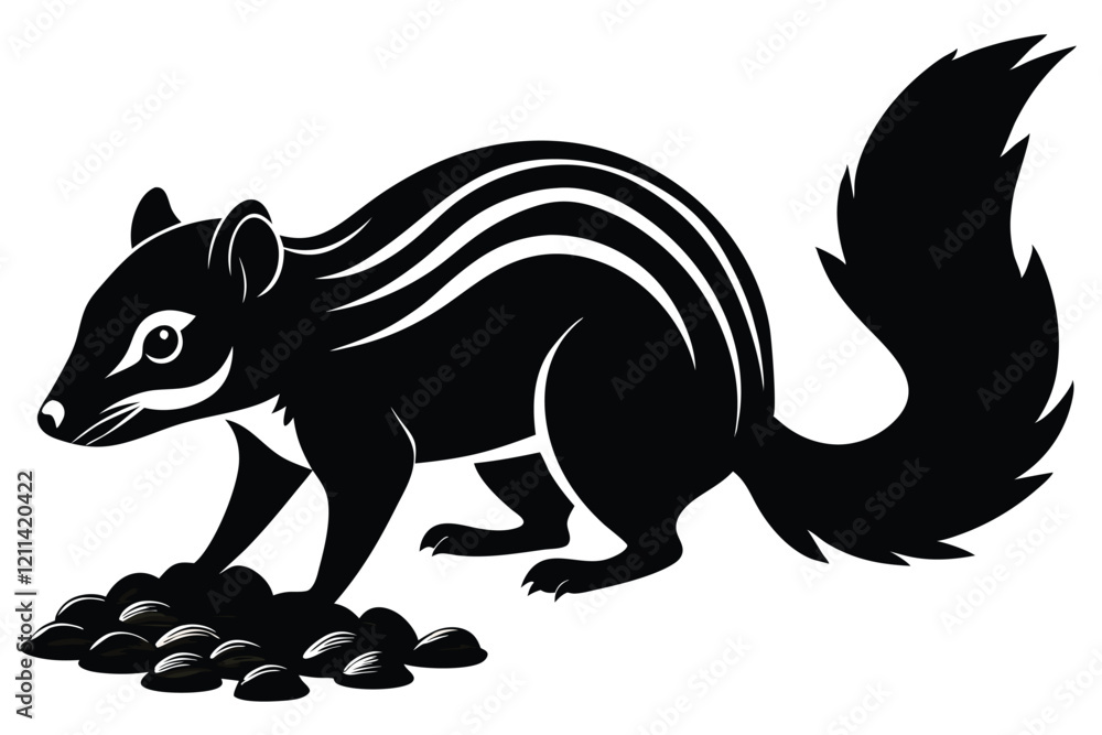 A Chipmunk Silhouette Vector on white Background A Chipmunk Silhouette Vector on white Background