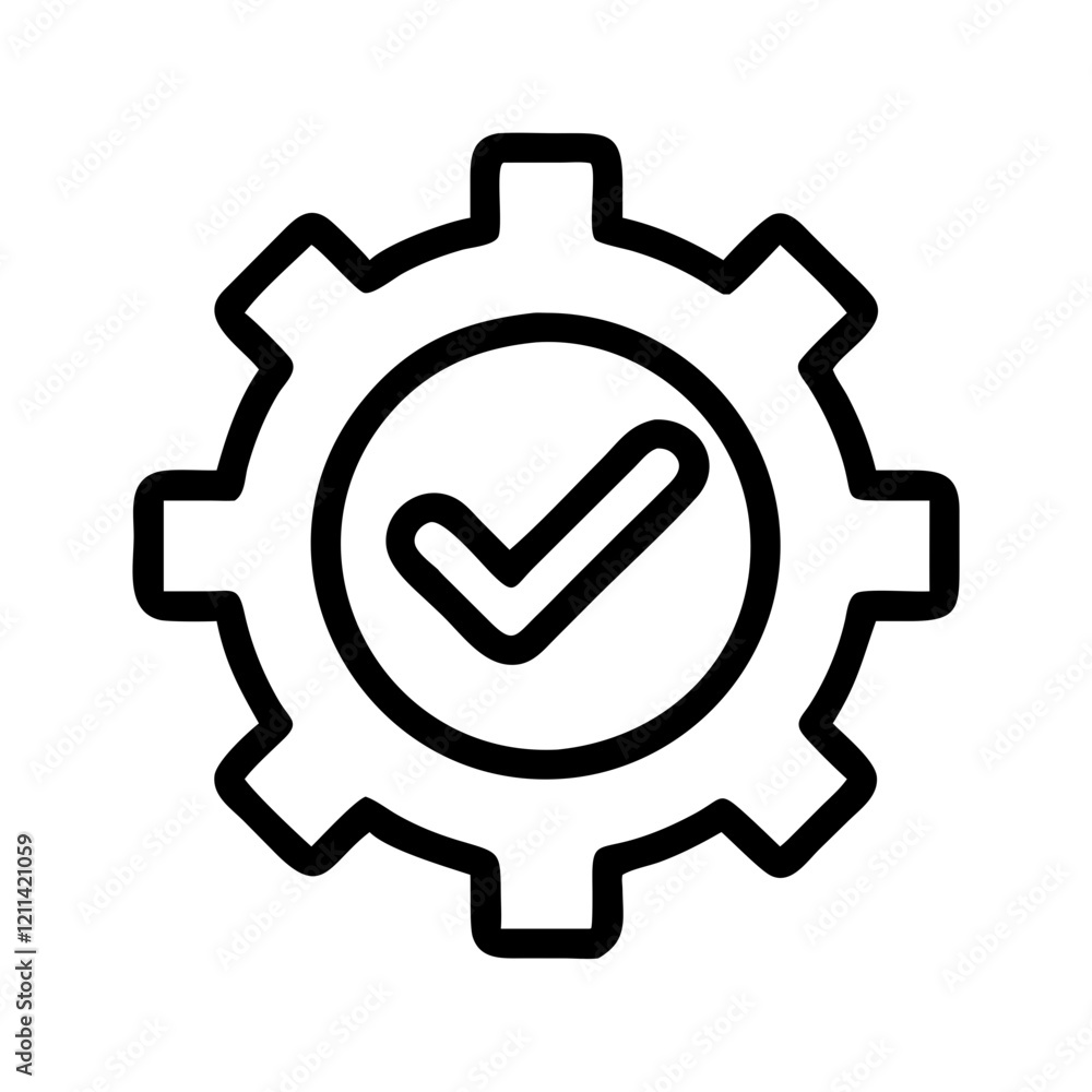 checkmark with a gear icon design checkmark with a gear icon design