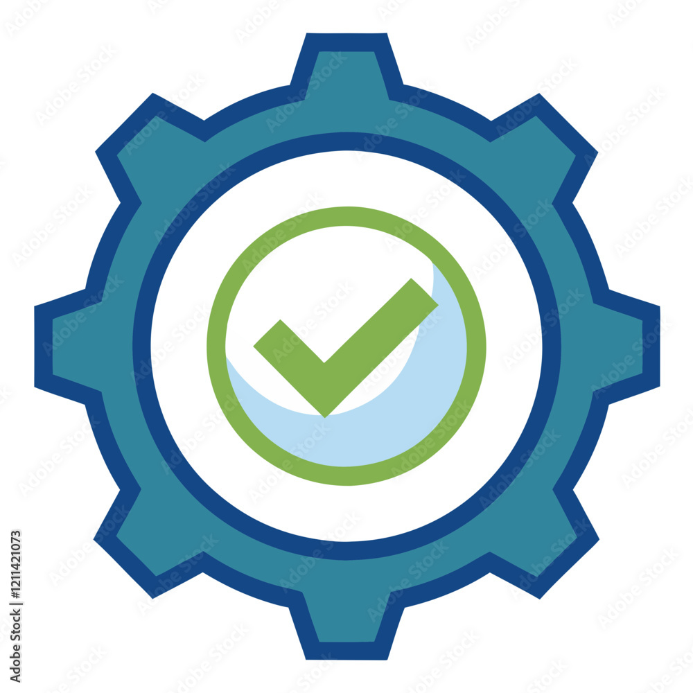 checkmark with a gear icon design checkmark with a gear icon design
