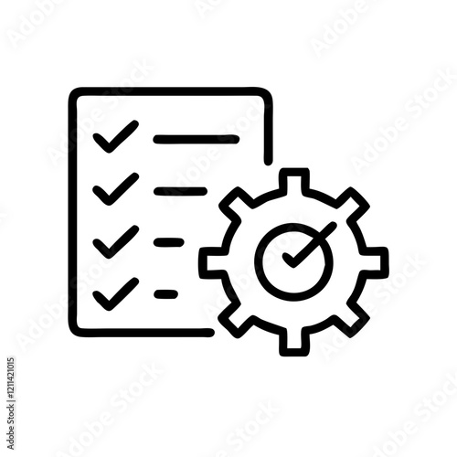 checkmark with a gear icon design